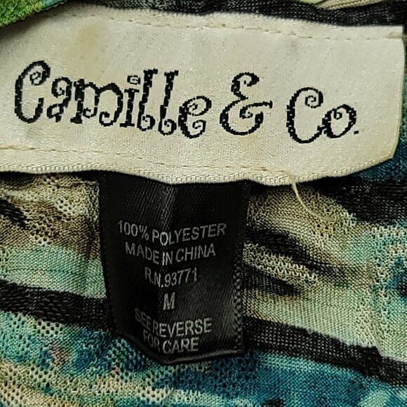 Camille & Co Womens M Printed Art to Wear Dress Lagenlook Crochet Accent - Picture 2 of 9